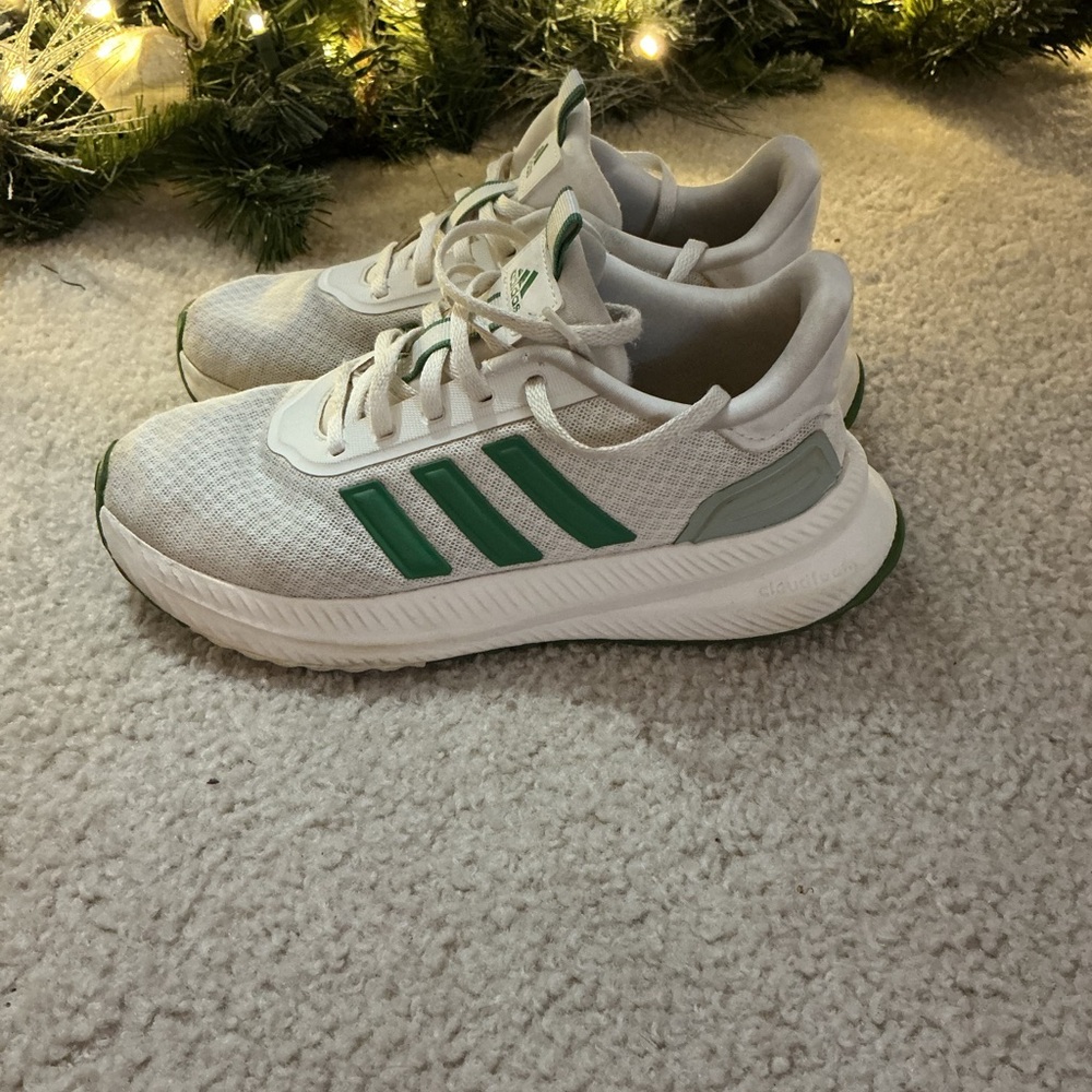 Adidas Women's White and Green Athletic Shoes
